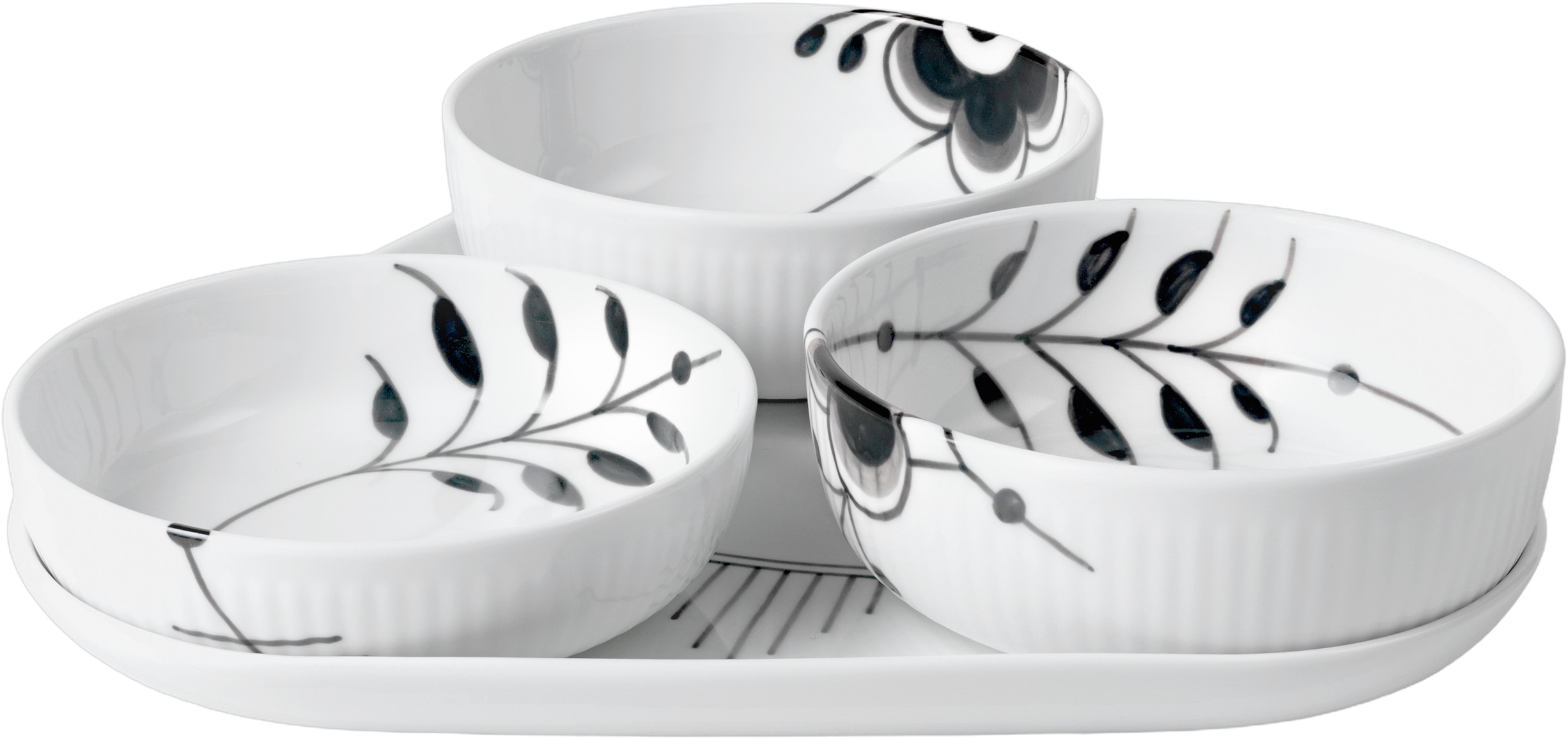 Sort Mega Riflet Serveringssæt 4 Dele